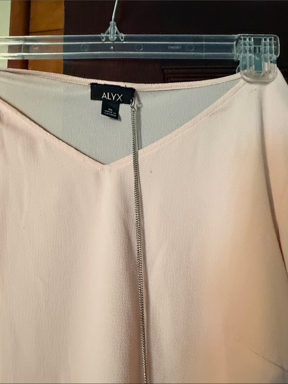 Alyx Blush Pink Layered V-Neck Top with Silver Accent Chain